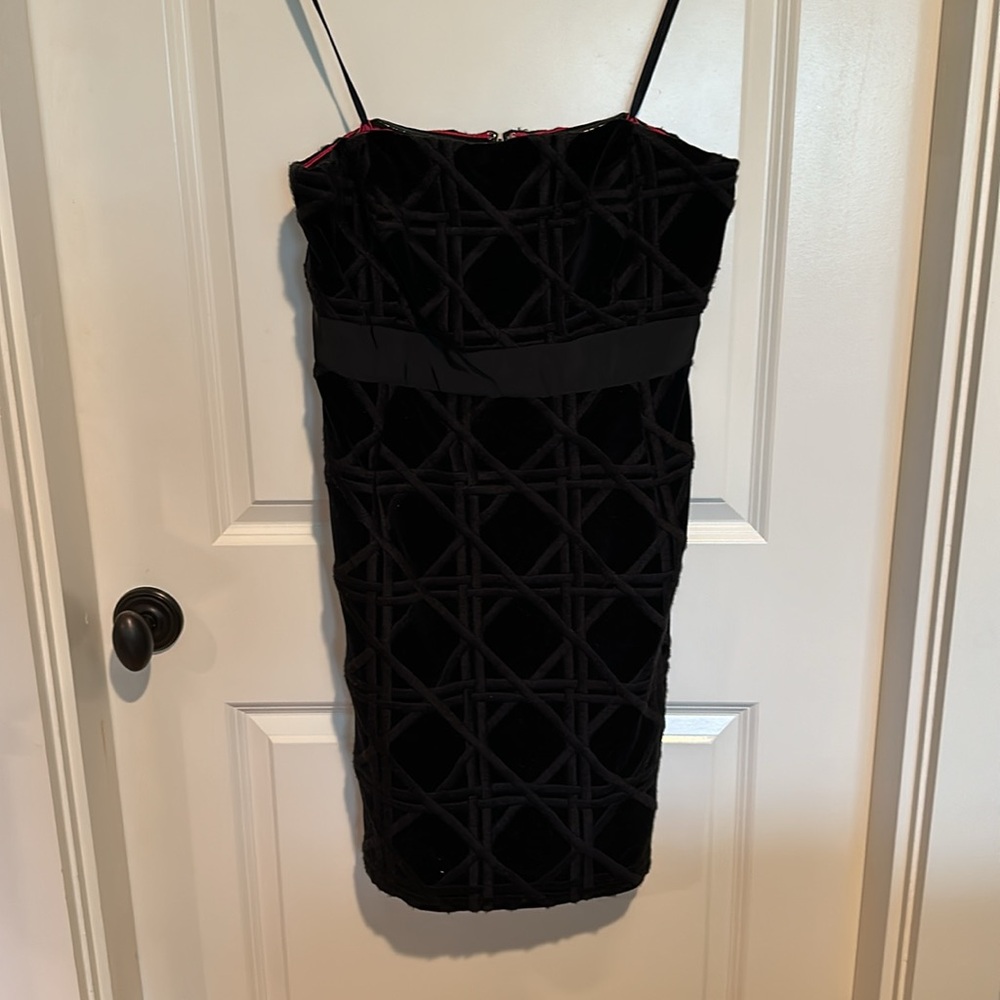 NWT black strapless velvet dress
